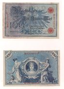 1 Gebrauchte Banknote Laut Abbildung 100 Mark 7.2.1908 Rote Serie, Halb Blasser Adler - 100 Mark