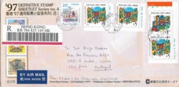 Hongkong Registered Cover To Portugal - Brieven En Documenten