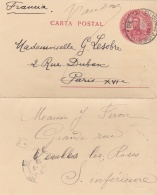ARGENTINE :  Entier Postal De 1908 Avec Adresse Corrigée Et Timbre Manquant - Brieven En Documenten