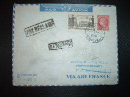 LR TP NANCY PLACE STANISLAS 25F + CERES DE MAZELIN 1F OBL.19-4-47 PARIS XVIII ANN. (ANNEXE)+ POSTE RESTANTE TEHERAN IRAN - Postal Rates