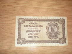 Dvadeset Srpskih Dinara  Vuk  1941 - Serbia