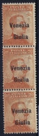 Italy: Venezia  Giulia Sa 23 Postfrisch/neuf Sans Charniere /MNH/** 3 Strip  Signed/ Signé/signiert/ Approvato - Venezia Giuliana