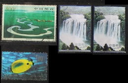 Cina 1998 Horses And Fish Used 2° Choice 2001 Cascate Waterfall Huangguoshu X2 - Gebruikt