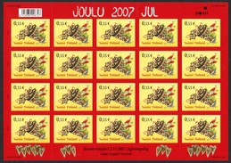 FINLAND 2007 Christmas 55c S/ADH: Sheet Of 20 Stamps UM/MNH - Neufs