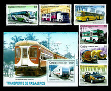 Cuba - Correo 2007 Yvert 4508/13+H.230 ** Mnh Transportes  TRAIN , BUSS , CAR  Stamp Set  MNH - Sonstige (Land)