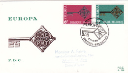 FDC BELGIQUE N° Yvert 1452-53 (EUROPA 1968) Obl Sp Ill 1er Jour - 1961-1970