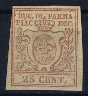 Italy:  Parma Sa 10 Mi 10,  1852  MH/* Flz/ Charniere - Parme