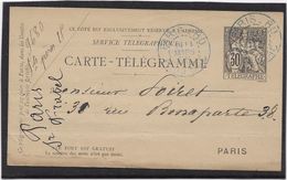 France Pneumatique - Chaplain 30 C Noir - Carte Télégramme - Rohrpost