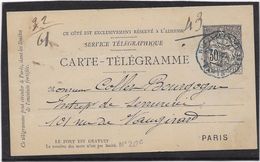 France Pneumatique - Chaplain 30 C Noir - Carte Télégramme - Pneumatische Post