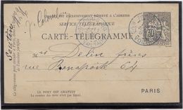 France Pneumatique - Chaplain 30 C Noir - Carte Télégramme - Pneumatic Post
