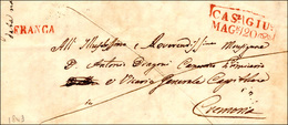 3 1849 - Lettera Da Casalmaggiore 20/6/1849, Bollo Riquadrato E "franca" Rossi Per Cremona. Bella!... - Lombardo-Veneto