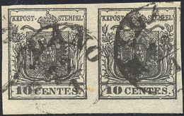 19 1850 - 10 Cent. Nero (2), Coppia Usata Perfetta. Ampi Margini.... - Lombardo-Veneto