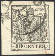 23 1850 - 10 Cent. Grigio Nero (2c), Usato, Perfetto, Margini Enormi, Bellissimo.... - Lombardo-Veneto