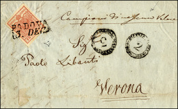 37 1851 - 15 Cent. Rosa, II Tipo, A Mano (5), Perfetto, Su Lettera Contenente "campioni Di Nessun Valor... - Lombardo-Veneto