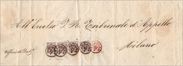 45 1854 - 30 Cent. Bruno Rossiccio, II Tipo, Carta A Mano, 4 Esemplari, 15 Cent. Rosso Vermiglio, Carta... - Lombardo-Veneto