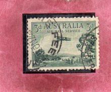 AUSTRALIA 1929 AIR MAIL POSTA AEREA PLANE OVER BUSH LANDS PENNY 3p USATO USED OBLITERE' - Gebruikt