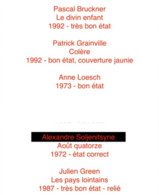 Lot 5 livres Éditions Du Seuil : P.  Bruckner/P.  Grainville/A.  Loesch/A. Soljenitsyne/J.  Green - Lotti E Stock Libri