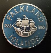 Falkland Islands 50 Pence 1983 SILVER PROOF "150th Anniversary Of British Rule"  (free Shipping Via Registered Air Mail) - Falkland