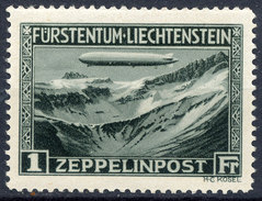 LIECHTENSTEIN C7 (Mi114) - Zeppelin Over Valuna Valley "Airmail" MH - Unused Stamps