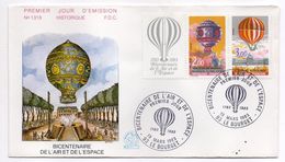 1983--FDC   -Bicentenaire De L'air Et De L'espace (Montgolfière) N°1319 -- 2 Cachets  LE BOURGET--93 - 1980-1989