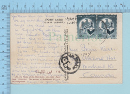 2 X Egypt # 535 - Duplex Postmark Send To Canada, Scene : Tumbs Of The Mameluke, Moske Of Mahomed Ali - Postcard - Lettres & Documents