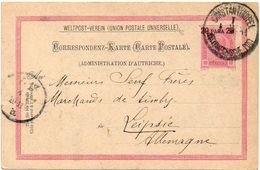 AUSTRIAN LEVANT 1905. Entire Postal Card Of 20 Para On 10 Heller, From Constantinopel To Leipzig - Eastern Austria