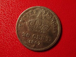 France - 20 Centimes 1867 A Paris Napoléon III 3357 - 20 Centimes