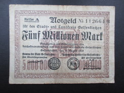 BILLET NOTGELD (V1719) FUNF MILLIONEN MARK (2 Vues) Landkreis GELSENKIRCHEN 09/08/1923 - 5 Mio. Mark