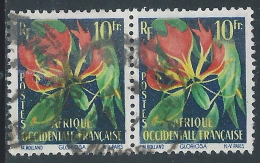 1958-59 AFRICA OCCIDENTALE FRANCESE USATO FIORI 10 F COPPIA - R39-8 - Oblitérés