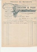 FACTURE ILLUSTREE -TRAVAUX EN BATIMENTS - CHACATON  & PICOT -ST ETIENNE - LOIRE -ANNEE 1926 - 1900 – 1949