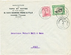 YY549 - Lettre TP Petit Albert HAMME (FL) 1922 Vers UK - Entete Manufacture De Tapis Van Damme à HAMME Sur Durme - 1915-1920 Albert I