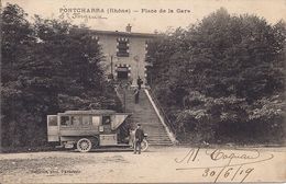 CPA A93 Pontcharra (69) Place De La Gare Saint-Forgeux - 1919 - Pontcharra-sur-Turdine