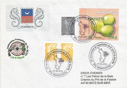 Mayotte France 2012 Mamoudzou Orange Fruit Shooting Club Handstamp Cover - Cartas & Documentos