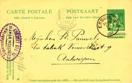 YY627 - Entier Postal Pellens ESSCHEN 1912 Vers ANTWERPEN - Cachet Sigarenfabriek Van Leeuwen à ESSCHEN Statie - Postales [1909-34]