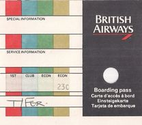 BRITISH AIRWAYS - CARTE D'ACCÈS A BORD (1988). - Mundo