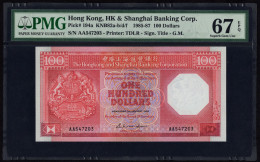 Hong Kong 100 Dollars 1985 Prefix *AA* PMG 67 EPQ Superb Gem Unc - Hongkong