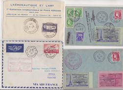 FRANCE  4 LETTRES LIAISON AERIENNE ET SALONS AERONAUTIQUES - 1960-.... Briefe & Dokumente
