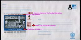 955-RUSSIA Prepaid Envelope-imprint World Champ. 2018 FIFA Football-soccer Final History BRASIL 1950 Uruguay-Brasil 2015 - 2018 – Russia