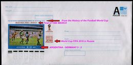 961-RUSSIA Prepaid Envelope With Imprint WM 2018 FIFA Football-soccer Final History MEXICO 1986 Argentina-Germany 2017 - 2018 – Russie