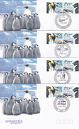 Australian Antarctic Territory 2000 Penguins, Set 4 Bases FDCs - FDC