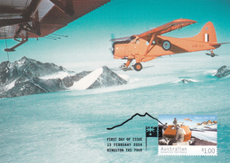 Australian Antarctic Territory 2004 Transport, Beaver In Prince Charles Mountain, Maximum Card - Maximum Cards