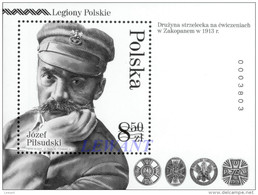 2014.08.06. Polish Legions - Jozef Pilsudski - MNH - Block Black Print - Ongebruikt
