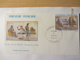 Enveloppe 1er J. Polynésie -Peinture Du 19°s° "battage Des étoffes" - Cartas & Documentos