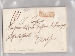 ITALIE (LOMBARDO-VENETIE) 1843  LETTRE DE TREVISE POUR VENISE AVEC CORRESPONDANCE ET CACHET D'ARRIVEE - Lombardo-Venetien