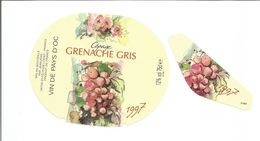 Etiquette De VIN De PAYS D'OC " GRENACHE GRIS 1997 " - Vin De Pays D'Oc