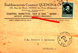 HORNU - 145, Rue De Mons - Etablissement Constant QUENON & Cie - Tuyauterie, Robinetterie, Train De Roue, Etc... - Boussu