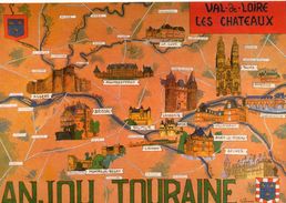 Anjou Touraine Val De Loire Carte Géographique Map Les Châteaux Villandry Le Lude  Amboise Montreuil-Bellay Loches - Pays De La Loire