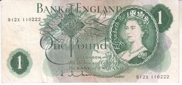 Bank Of England Einen Pound   Banknote In Gebrauchtem  BL2X - 1 Pond