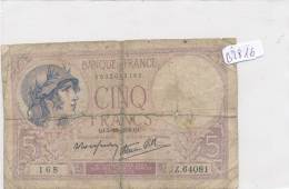 Billets - B2816 - France -5 Francs 1939 (type, Nature, Valeur, état... Voir  Double Scans) - 5 F 1917-1940 ''Violet''