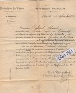 VP11.562 - LYON 1921 - Police - Lettre De La Préfecture Du Rhône  Concernant Mr THIEBAUD Aux DEUX FAYS - Police & Gendarmerie